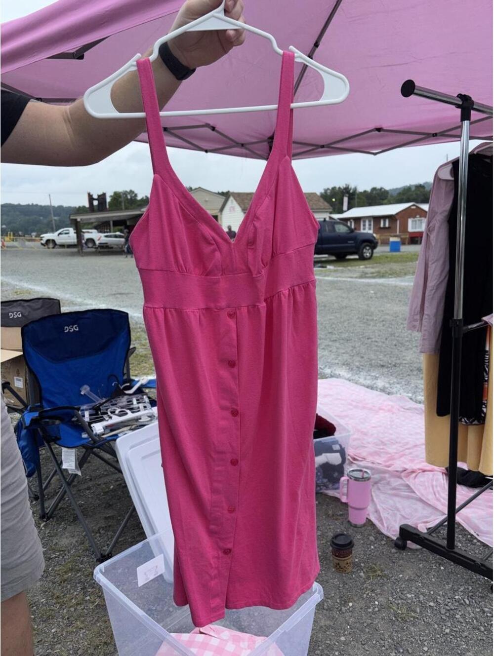 Moda International Pink heart button up dress